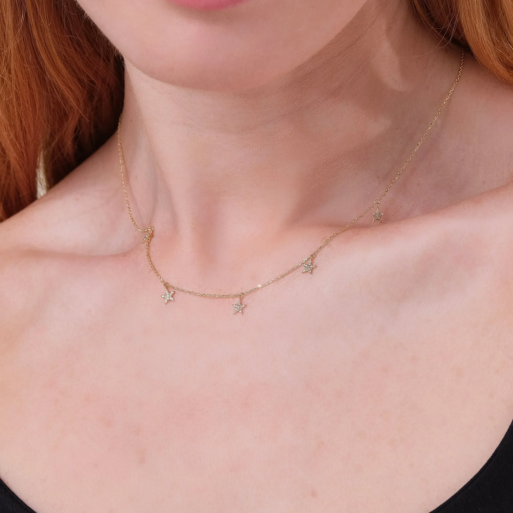 Dainty Diamond Star Drop Necklace, Polaris