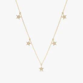 Dainty Diamond Star Drop Necklace, Polaris