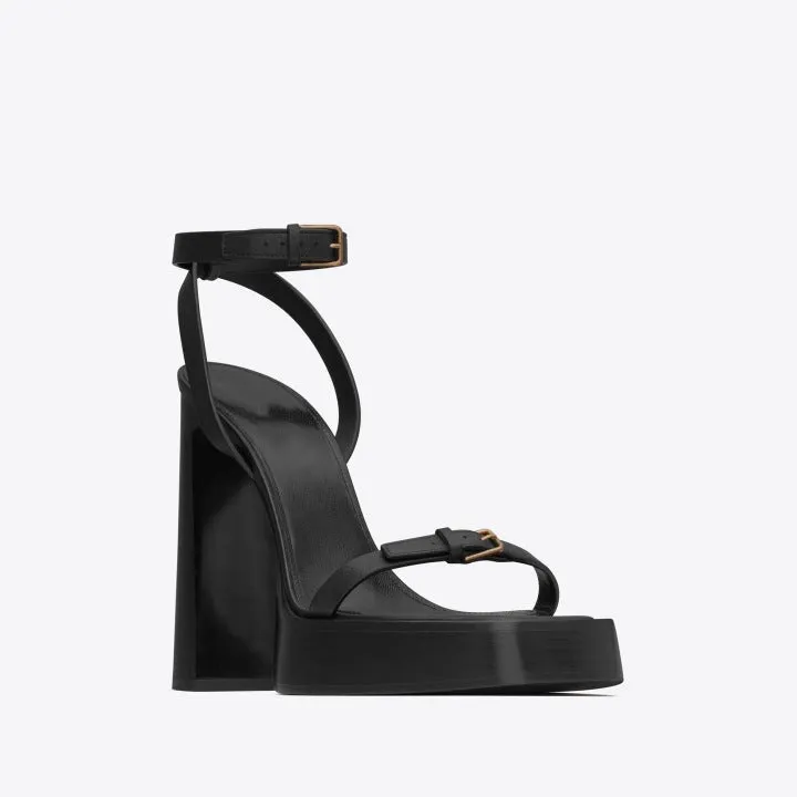 DEANWANGK  Summer Park Caiying Rose Same Style Thick Bottom Waterproof Platform High Heels Female Word Strap Chunky Heel High Heel Sandals