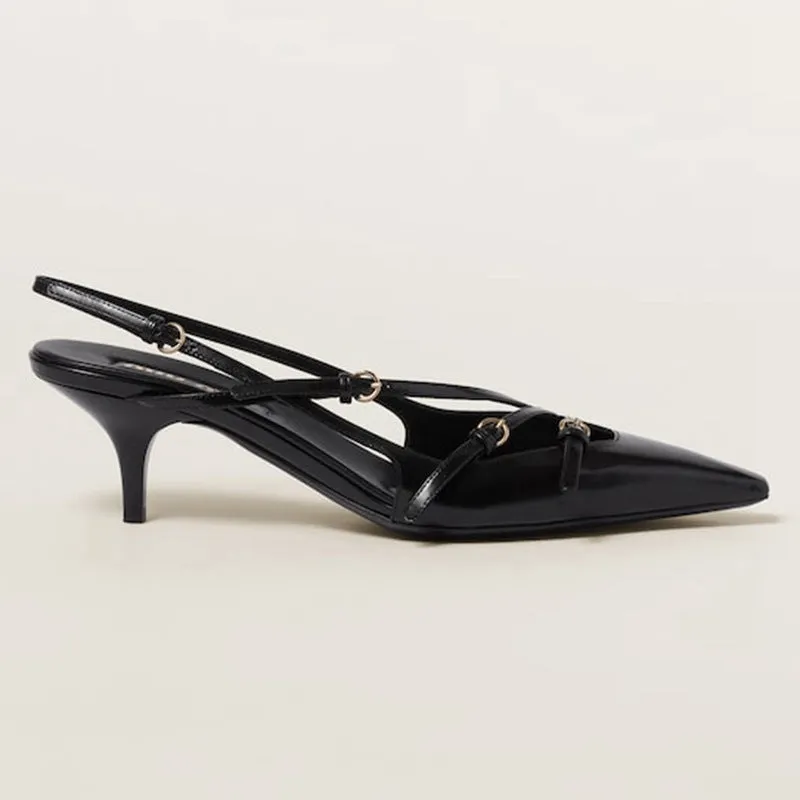 DEANWANGKT  Exclusive for Cross-Border Ankle-Strap Stilettos Square Toe High Heel Sandals Wine Red Closed Toe Fashion European and American Style Classy High Heels