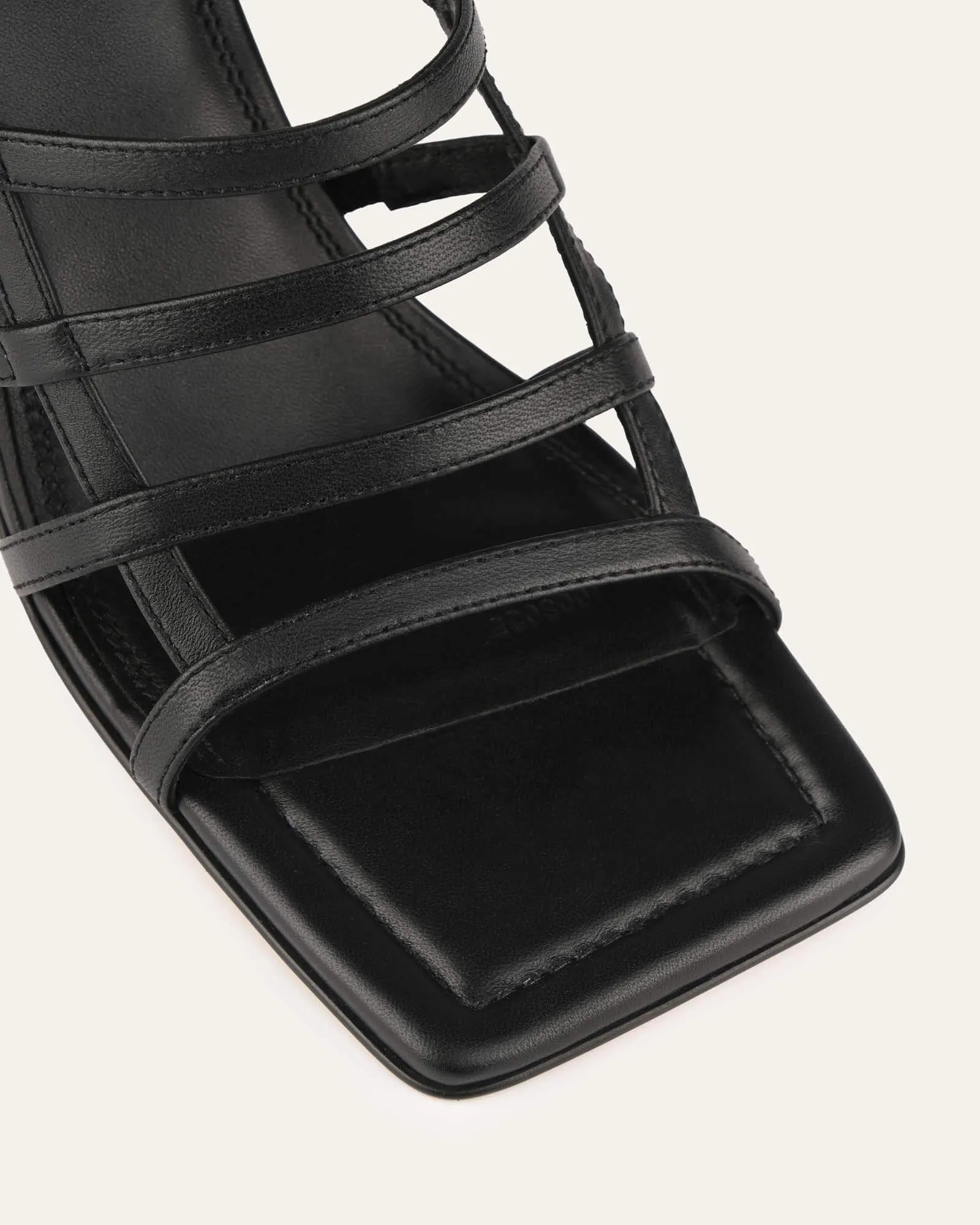 Stylish Black Leather Delia High Heel Sandals for Elegant Occasions