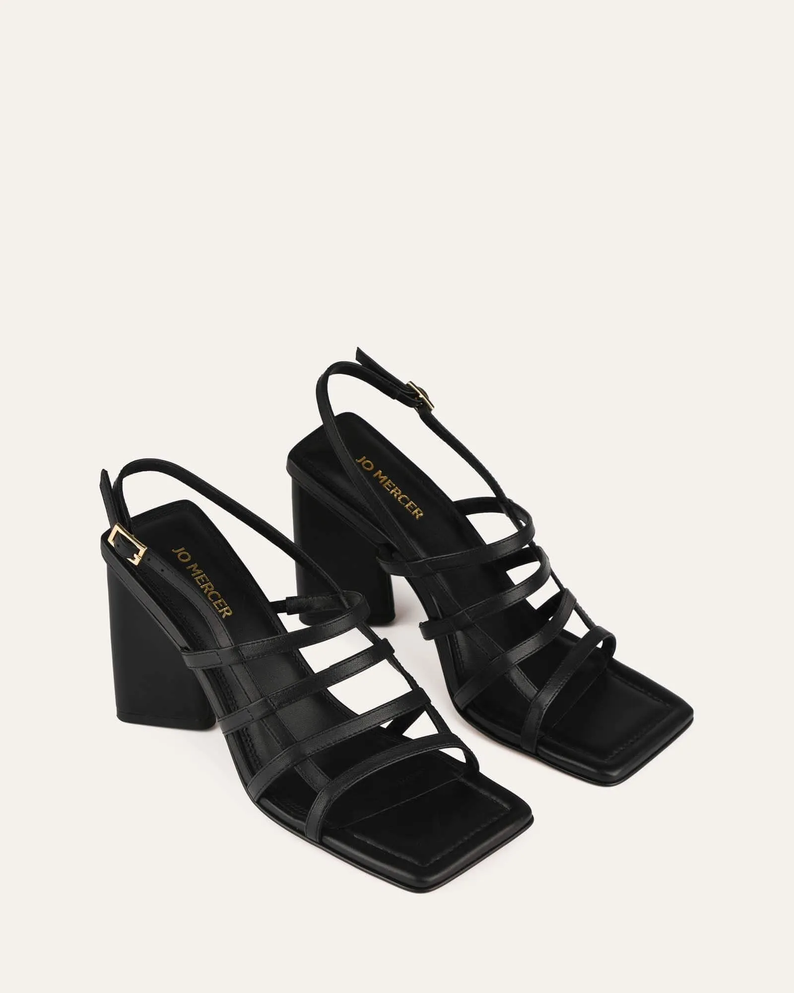 Stylish Black Leather Delia High Heel Sandals for Elegant Occasions