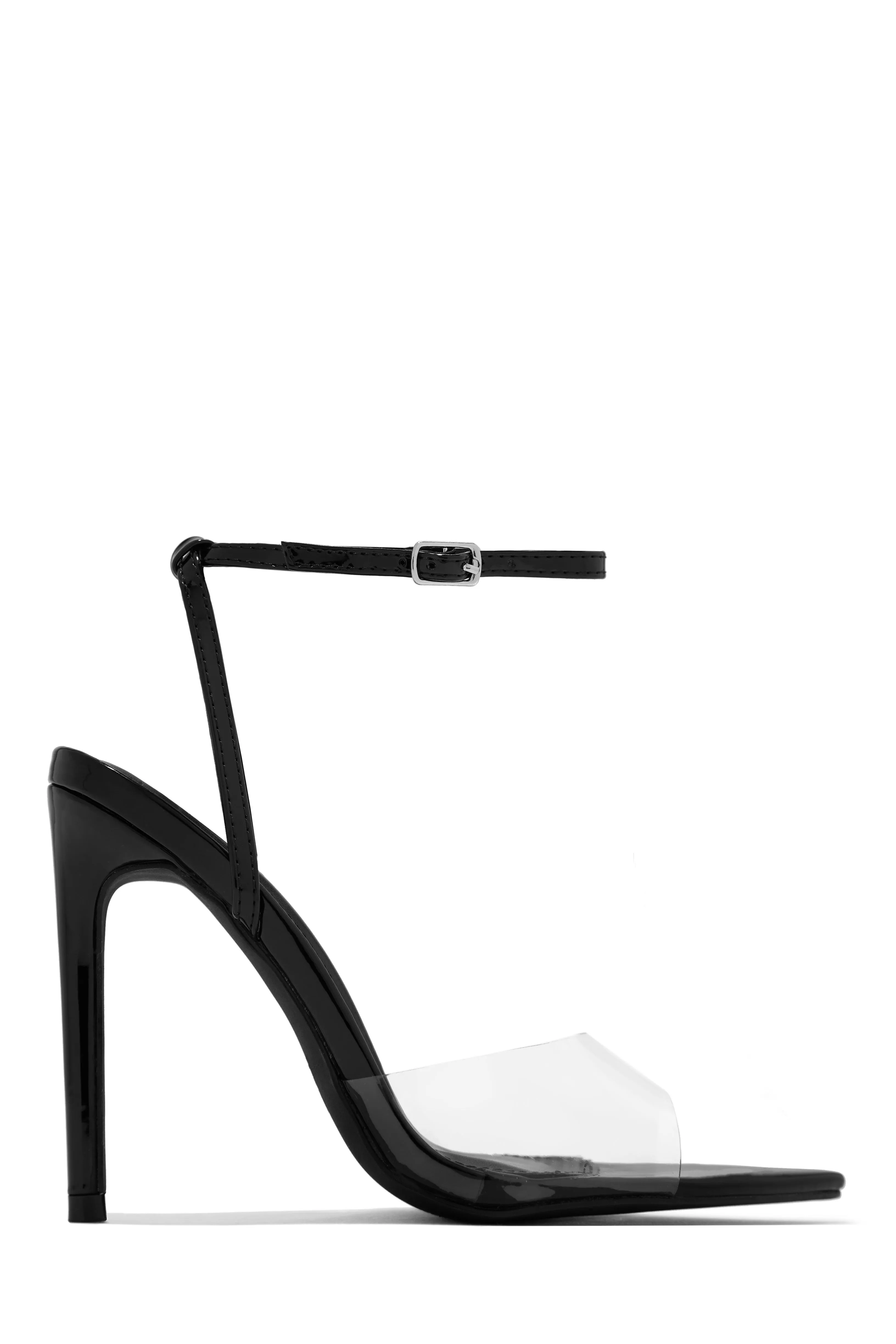 Dinner Date Clear Strap High Heels - Brown
