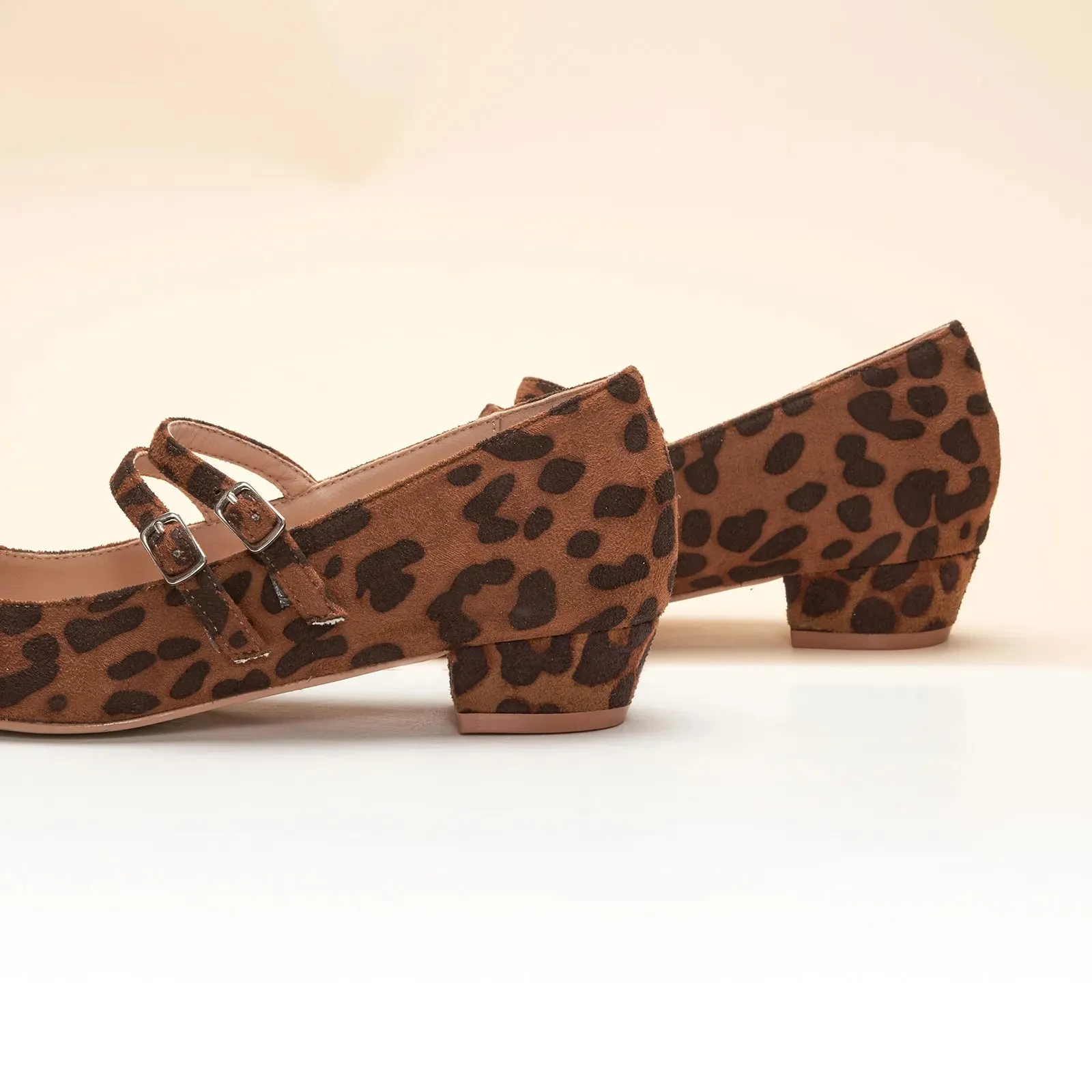 Double-Strap Block Heel (Alva) Leopard