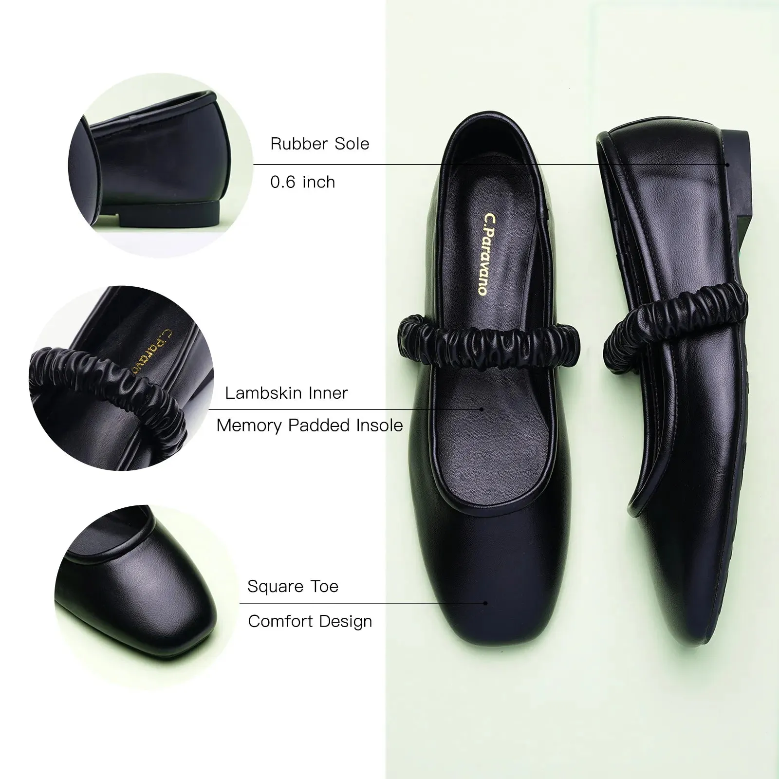 Elastic Strap Mary Jane (Clara) Matte Black