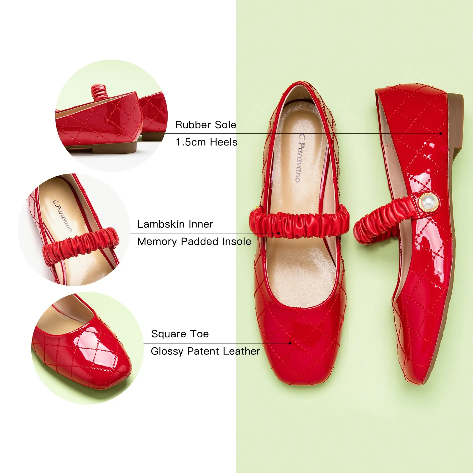 Elastic Strap Mary Jane (Clara) Red