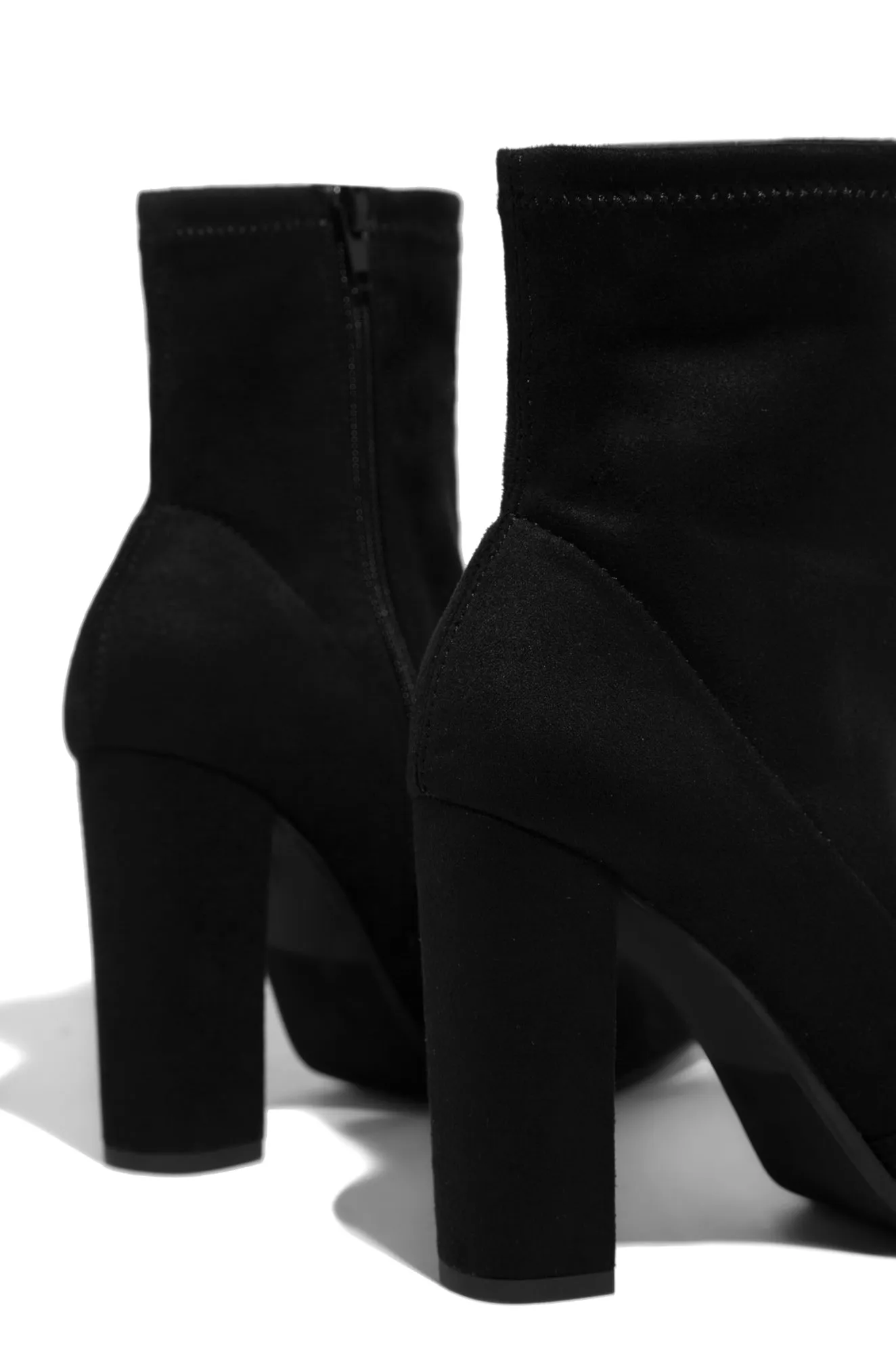Elevate Me Gold Chain Block Heel Ankle Boots - Black