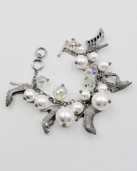 'Fashion Heels' Charm Bracelet with Pearl Beads