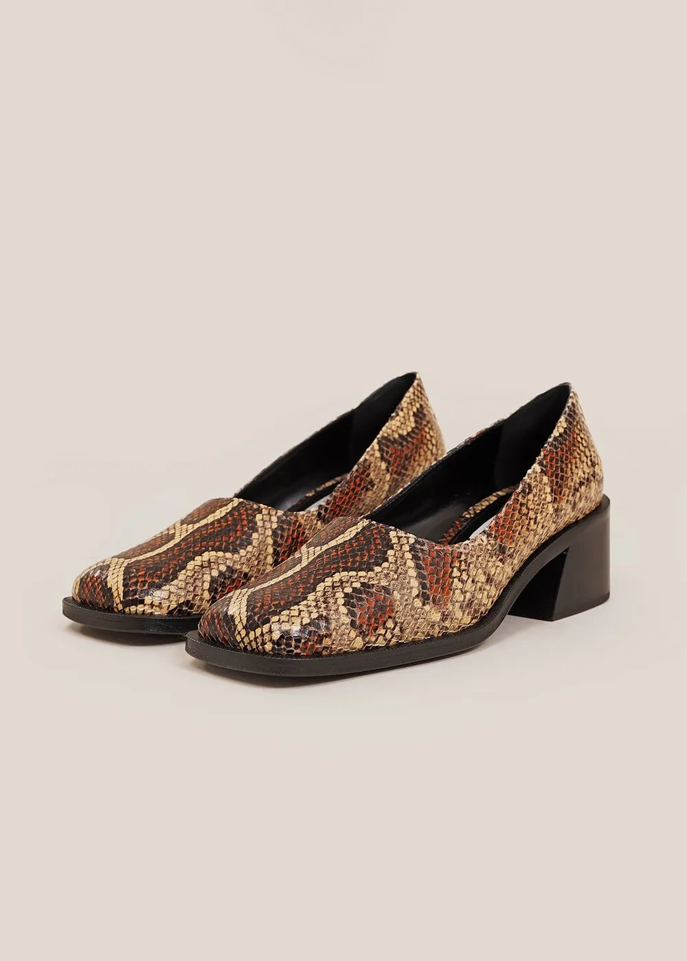 Faux Snake Wide Toe Pump