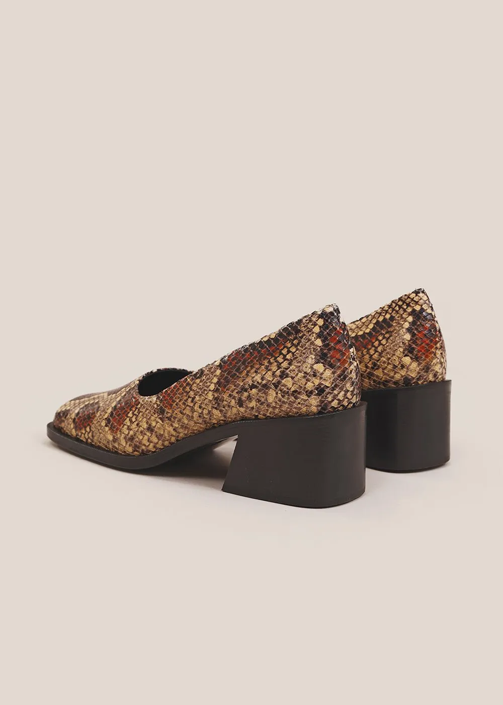Faux Snake Wide Toe Pump
