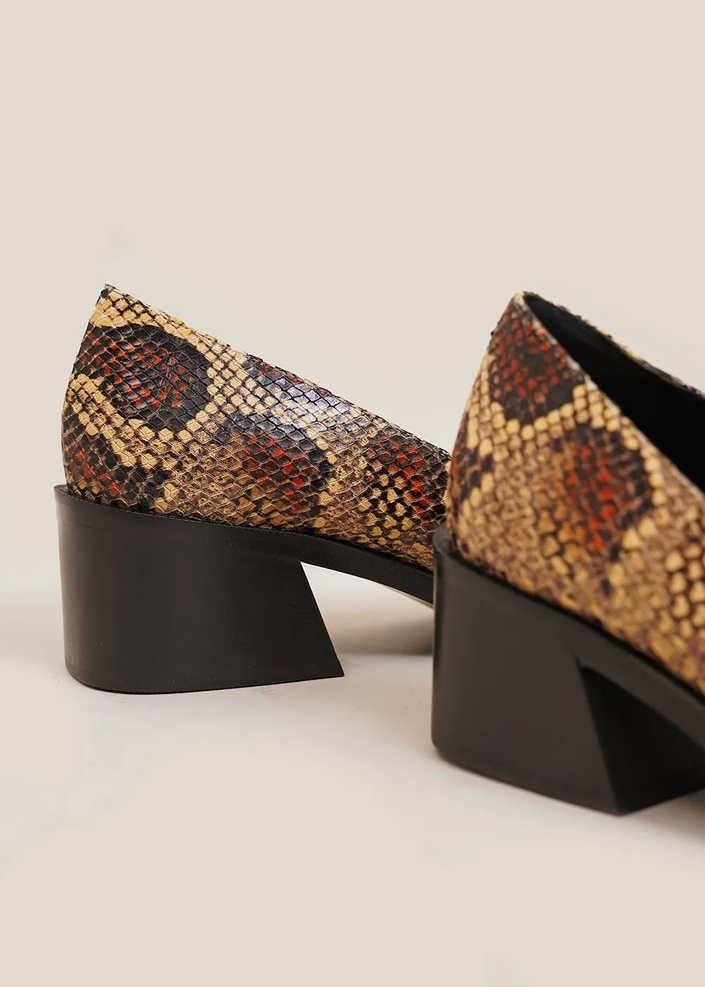 Faux Snake Wide Toe Pump