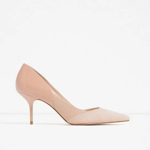 GENSHUO Mixed Color Pointed Toe High Heels Shoes Autumn Wedding Female Simple Women's Pumps Dress Heels Shoes Small Size 34-40