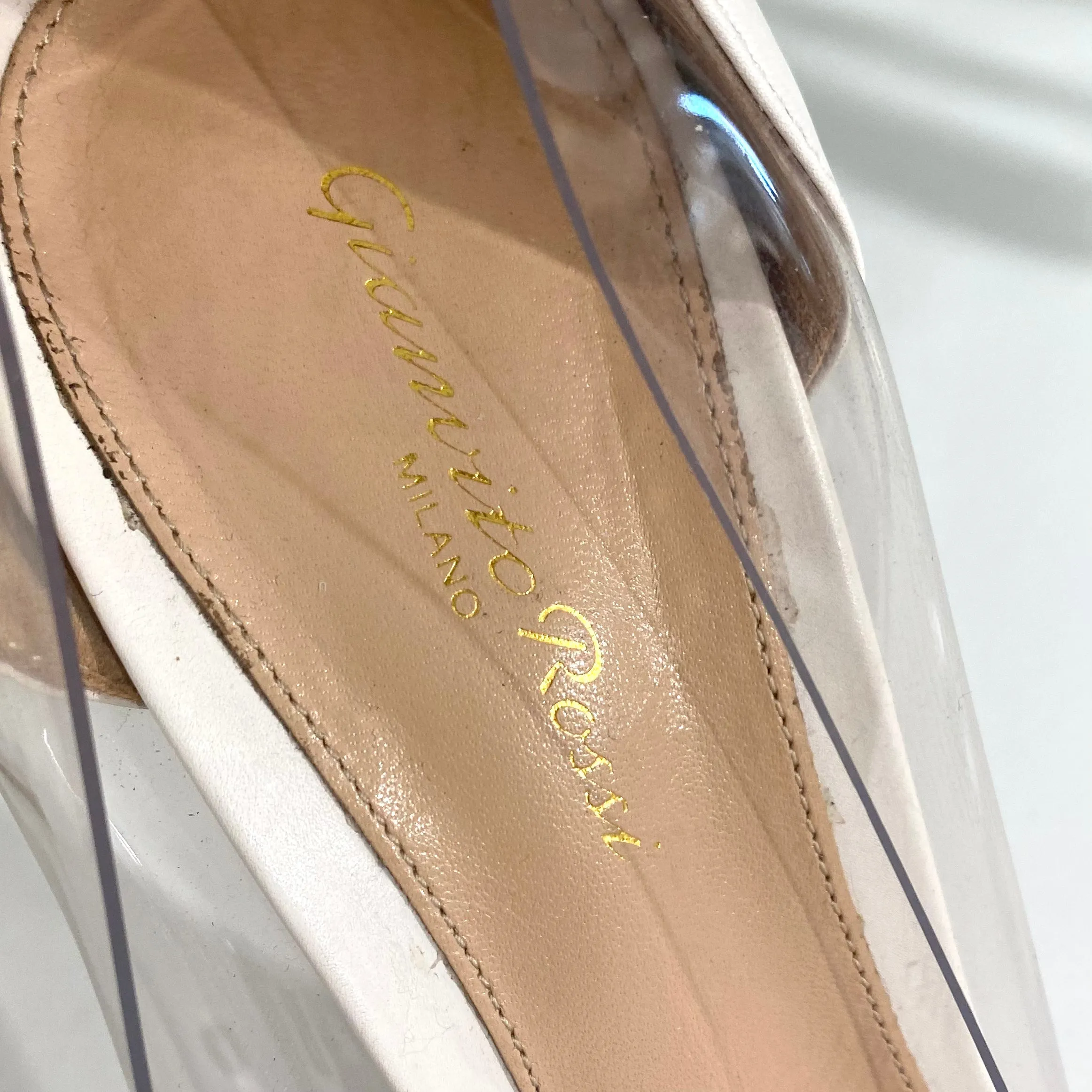 Gianvito Rossi White & Clear Plexi PVC Heels
