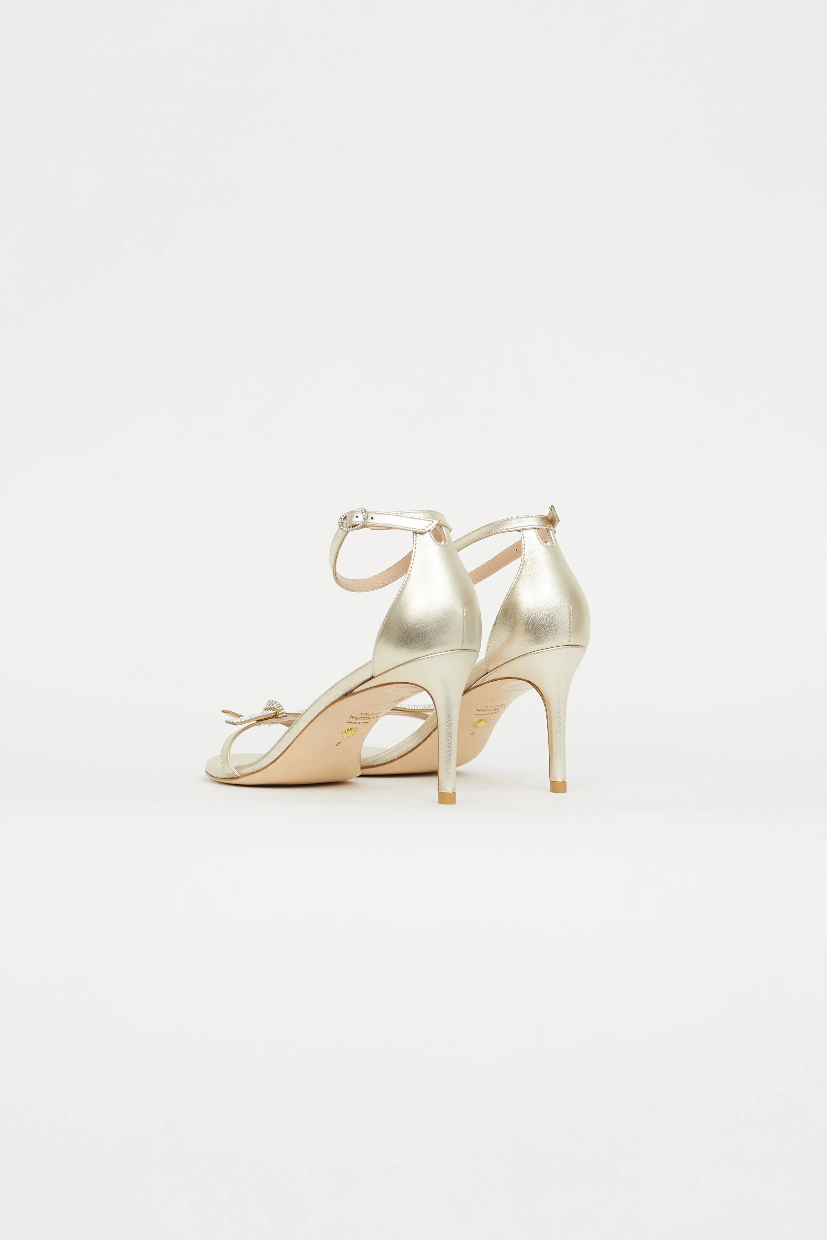 Gold Metallic Leather Nudist Bow Sandal