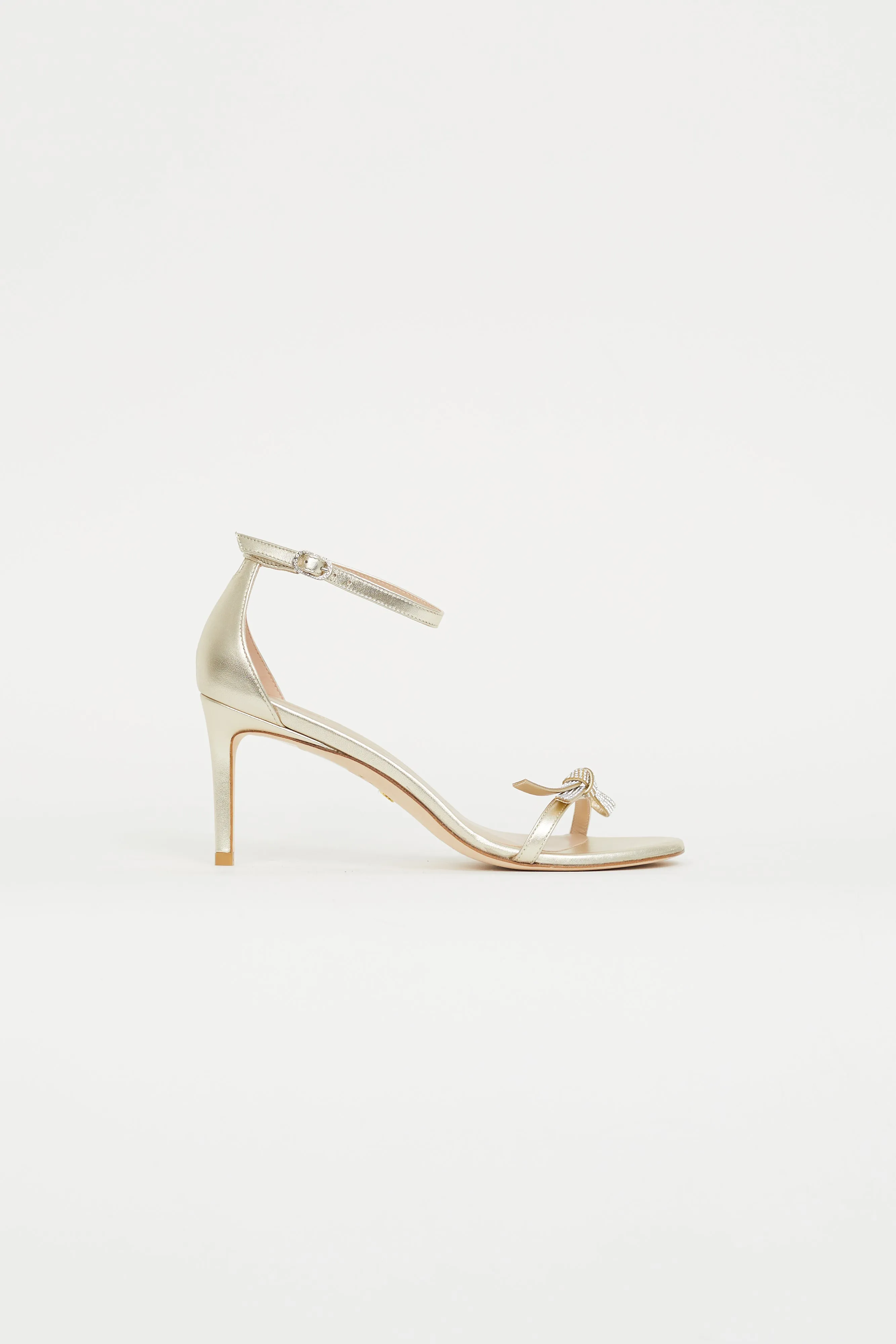 Gold Metallic Leather Nudist Bow Sandal