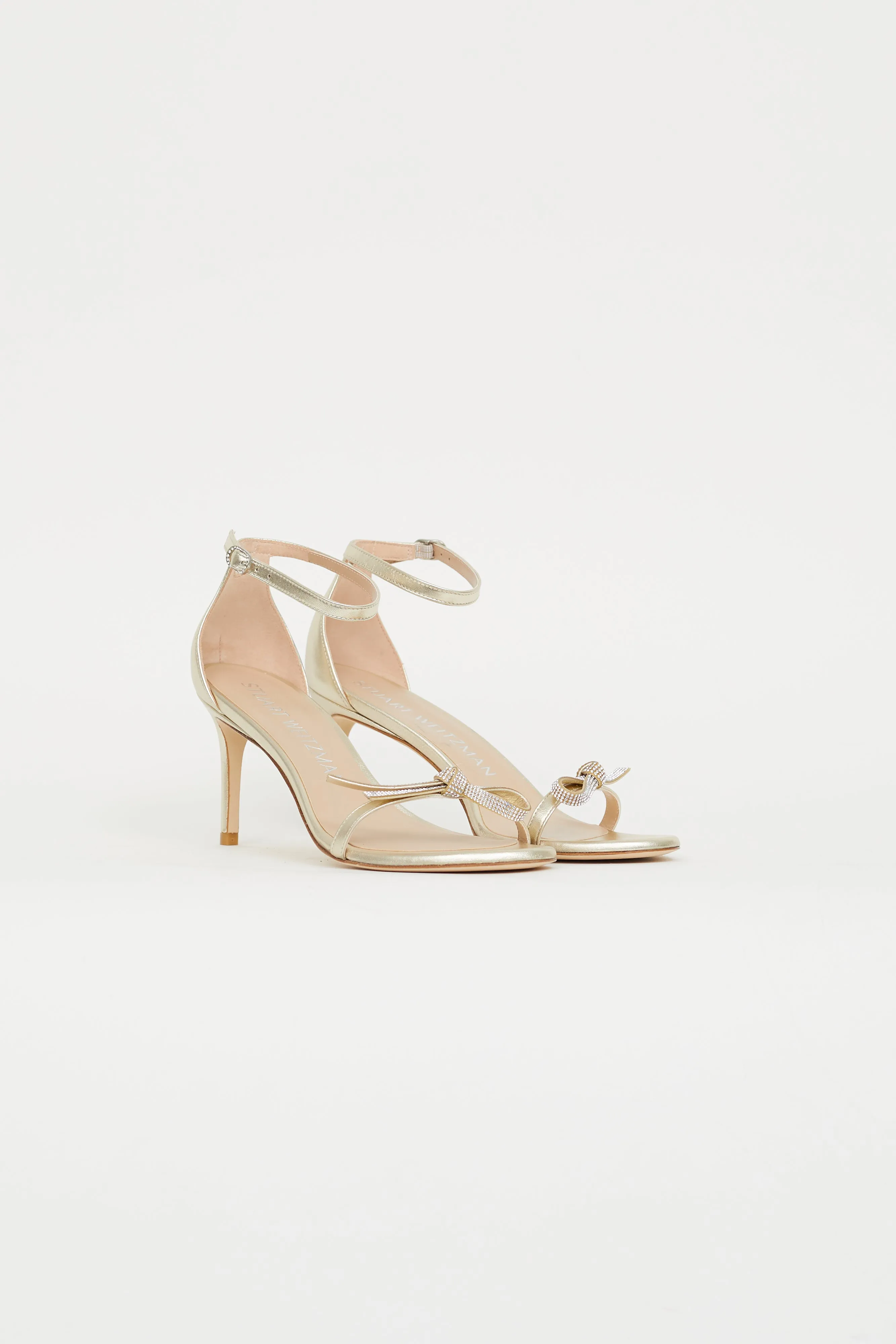 Gold Metallic Leather Nudist Bow Sandal