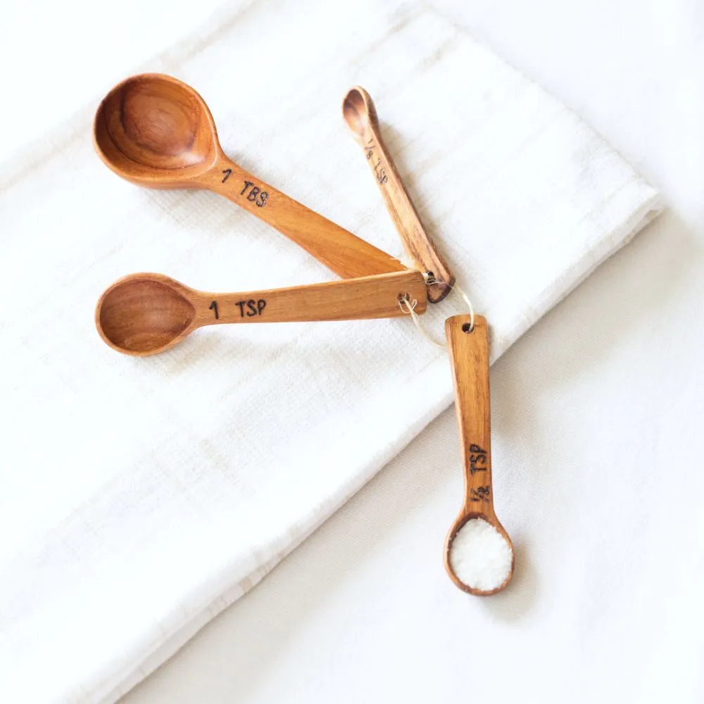 Hand-carved Wood Measuring Spoon Set