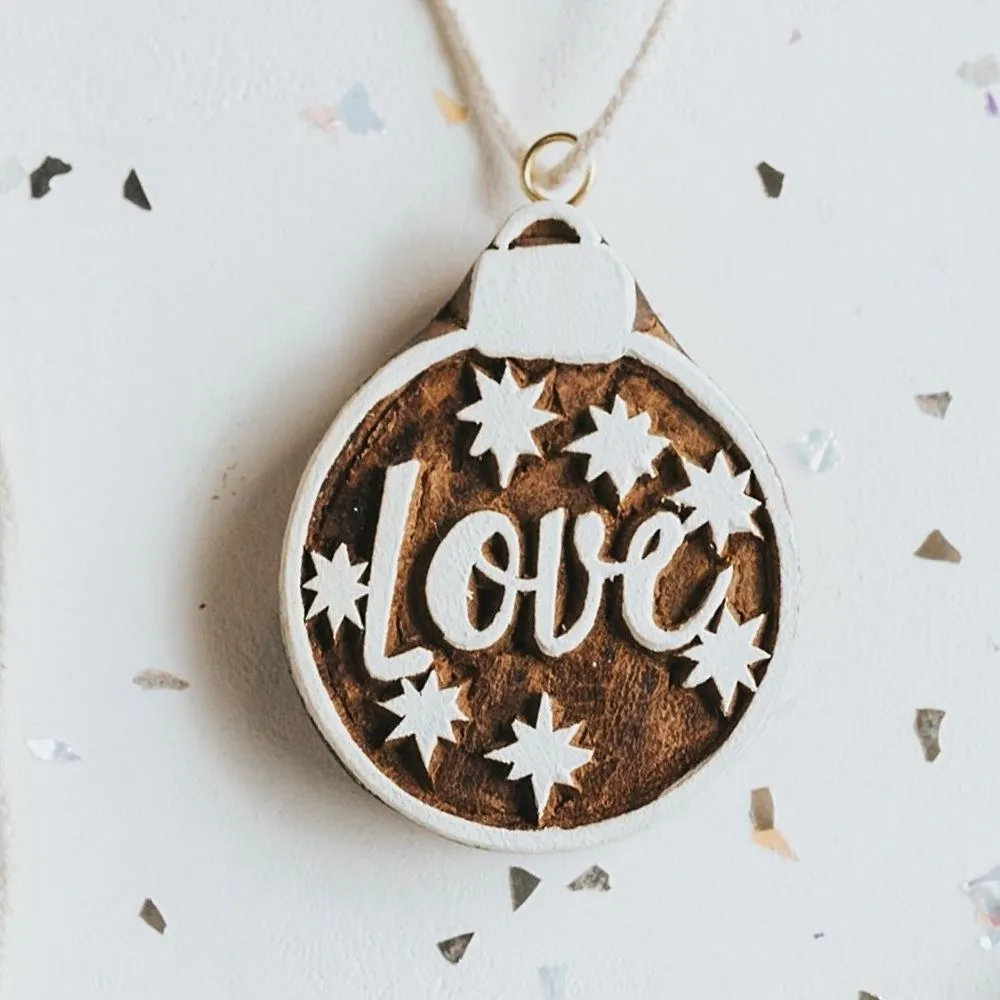 Hand-carved Wood Ornament - Love