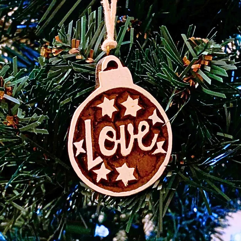 Hand-carved Wood Ornament - Love