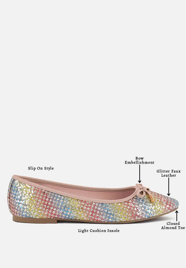 Harriet Glitter Faux Leather Flat Ballerinas
