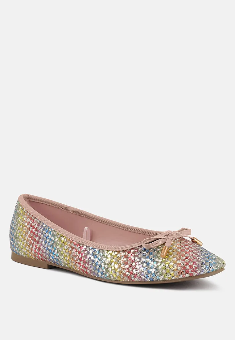Harriet Glitter Faux Leather Flat Ballerinas