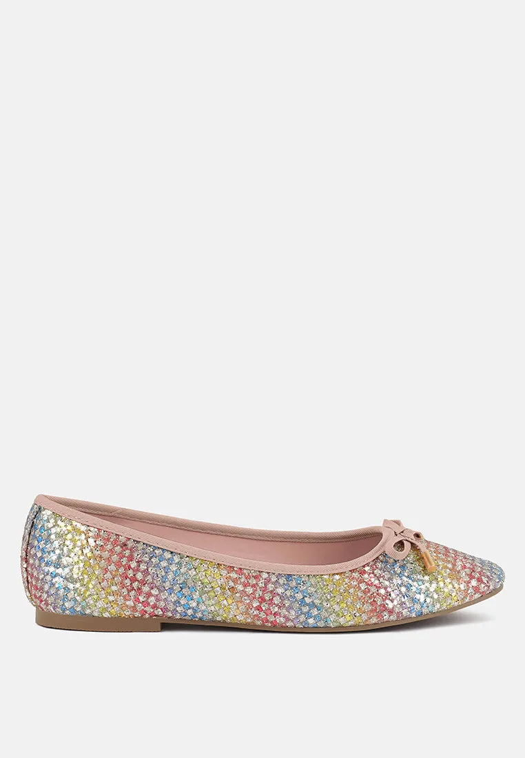 Harriet Glitter Faux Leather Flat Ballerinas