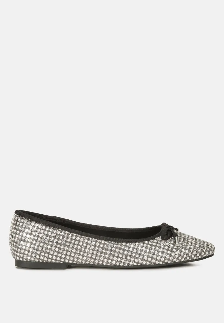 Harriet Glitter Faux Leather Flat Ballerinas