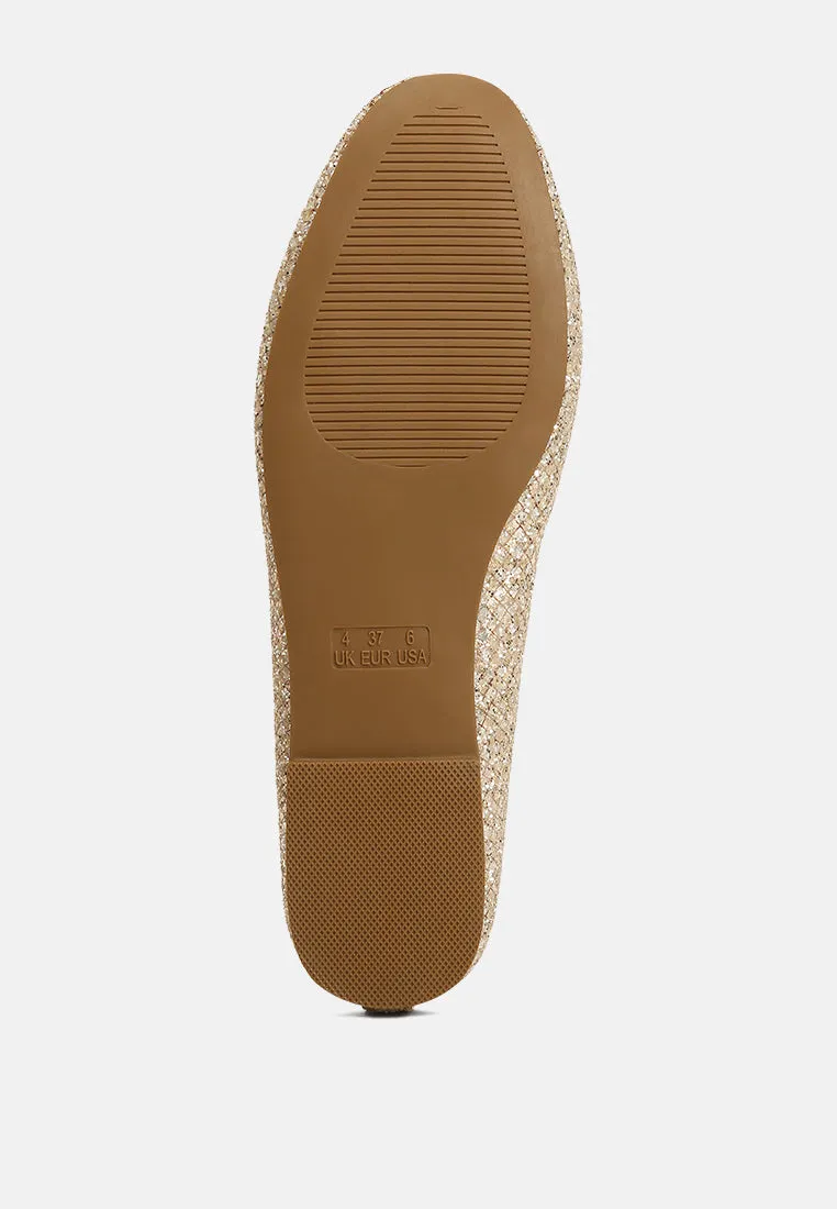 Harriet Glitter Faux Leather Flat Ballerinas