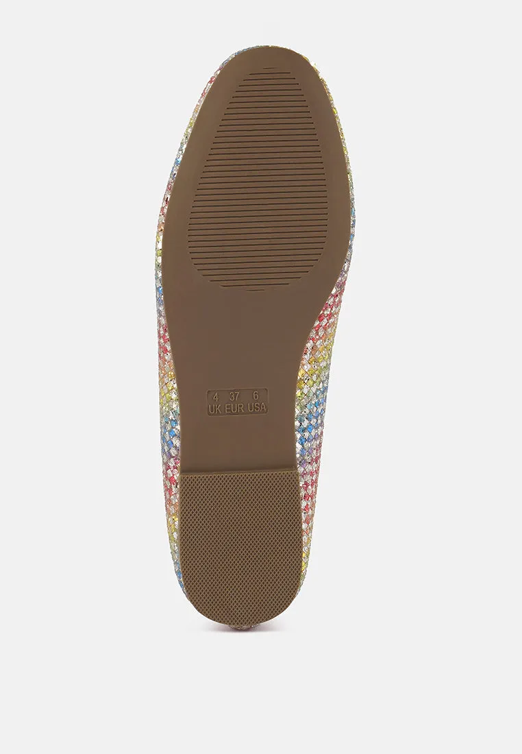 Harriet Glitter Faux Leather Flat Ballerinas