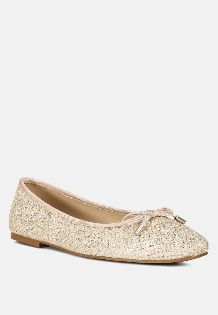 Harriet Glitter Faux Leather Flat Ballerinas