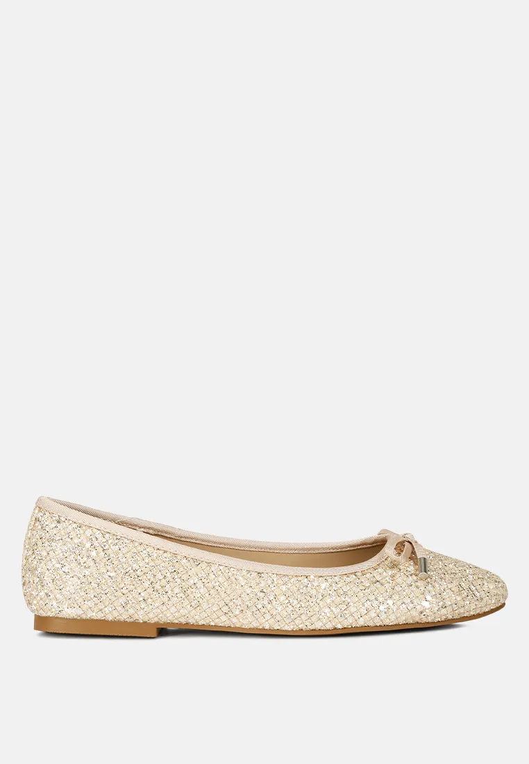 Harriet Glitter Faux Leather Flat Ballerinas