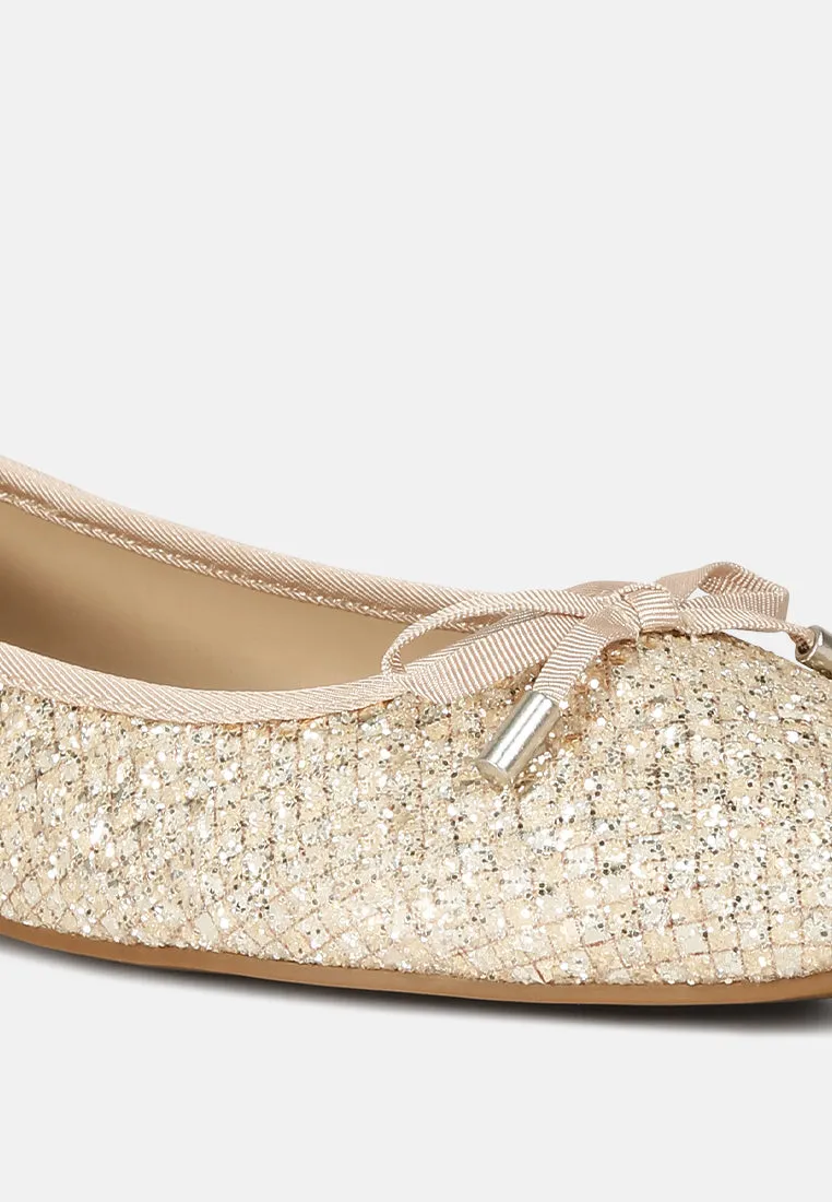 Harriet Glitter Faux Leather Flat Ballerinas