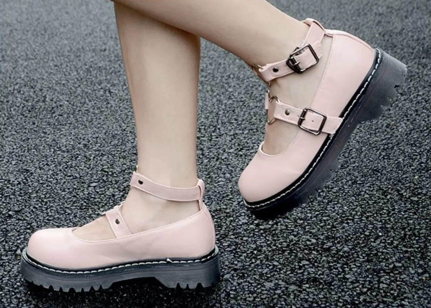 Heart Buckle Wedge Shoes