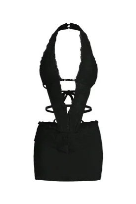 Black Inaya Deep V-Neck Mini Dress - Elegant and Chic Evening Wear