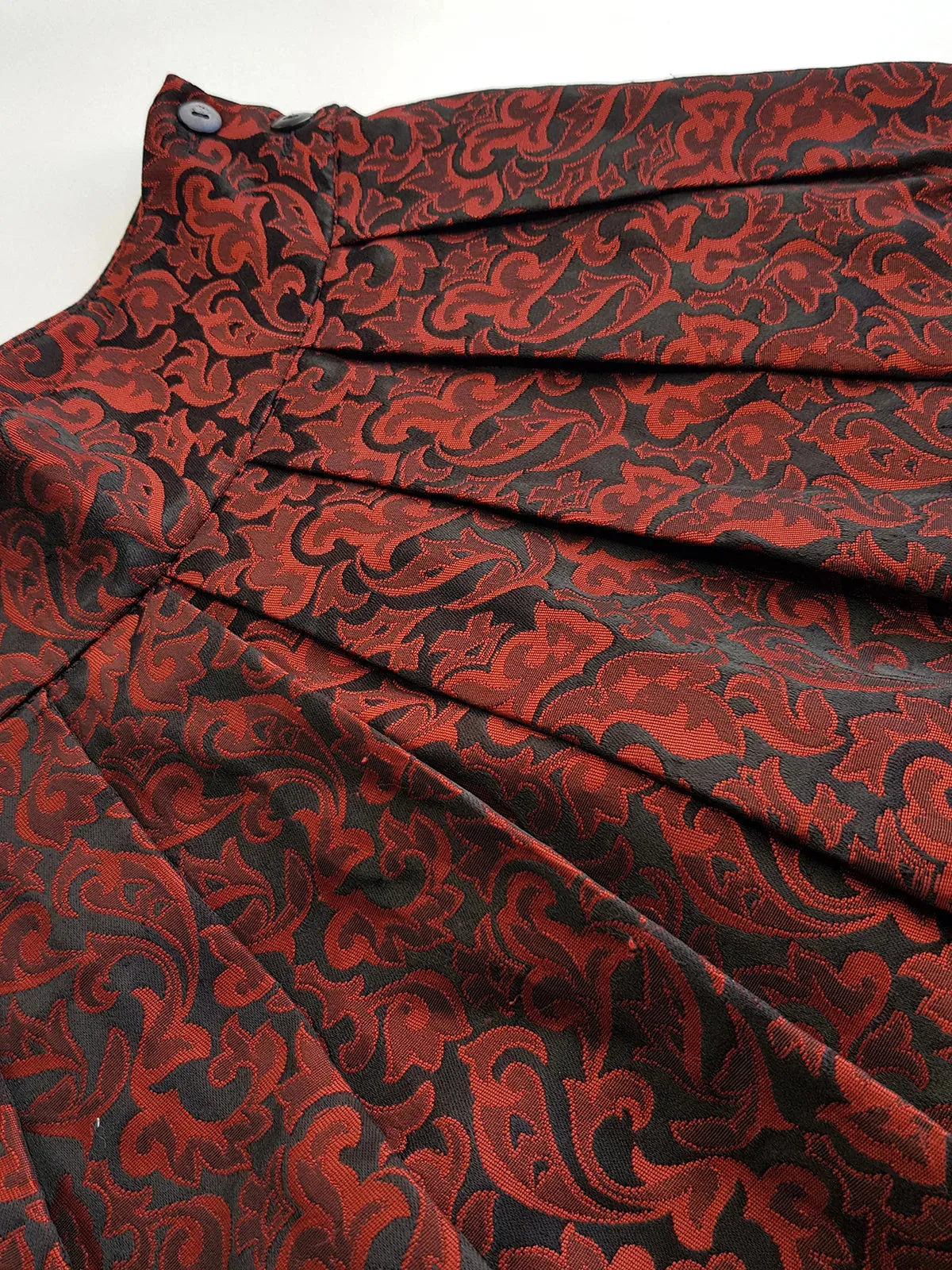 Italian Vintage Romantic Gothic Deep Red Brocade Skirt (1 Piece of a matching set)