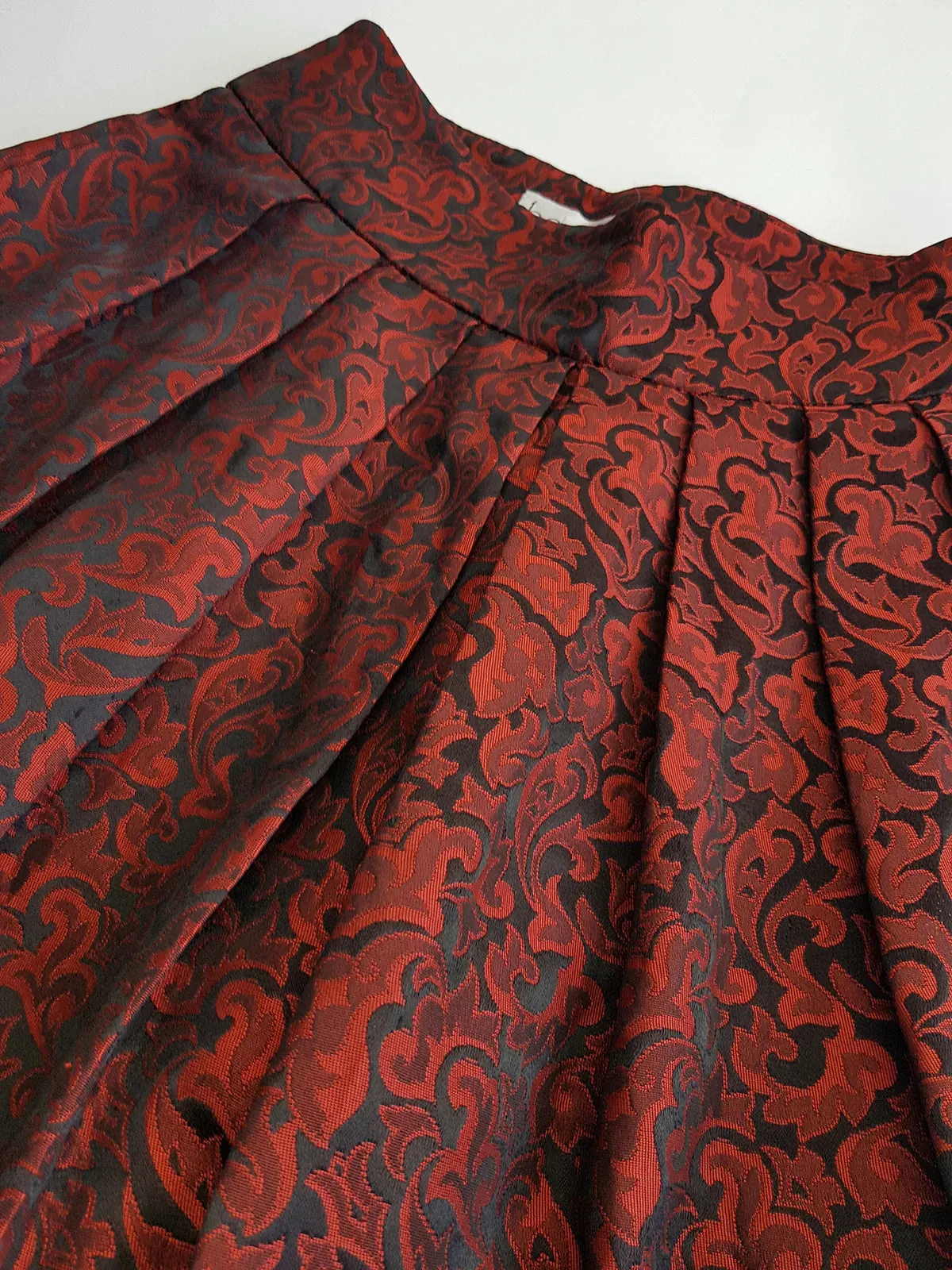 Italian Vintage Romantic Gothic Deep Red Brocade Skirt (1 Piece of a matching set)