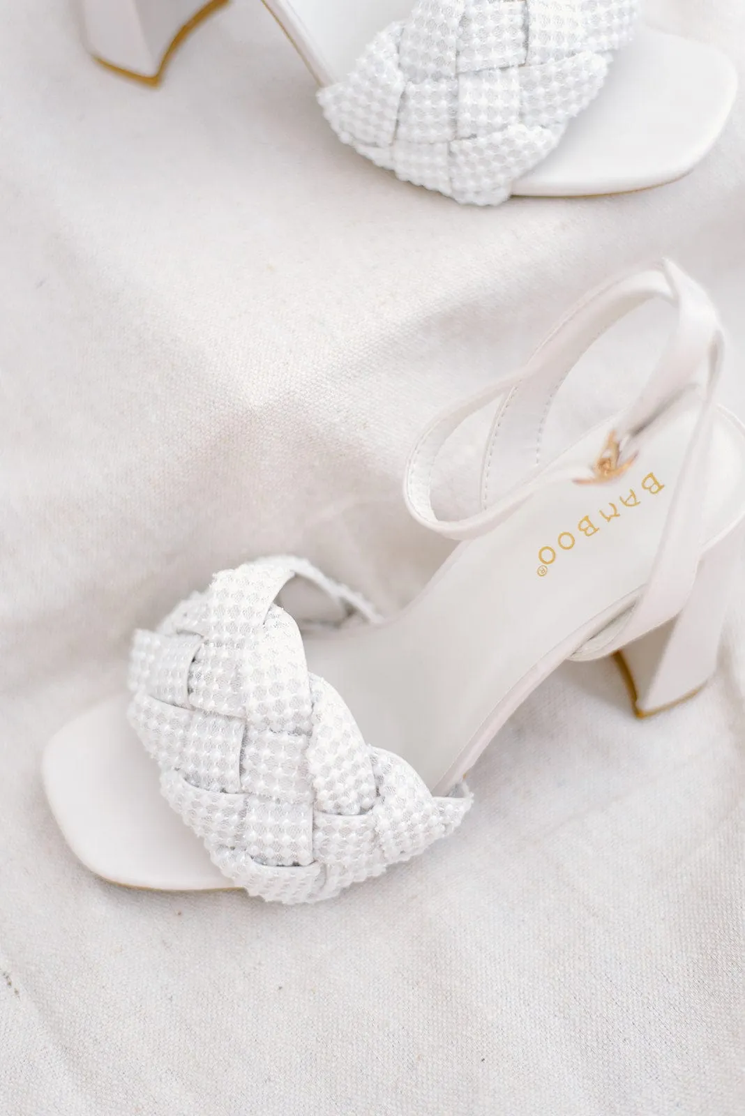 Ivory Braided Pearl Strap Heels