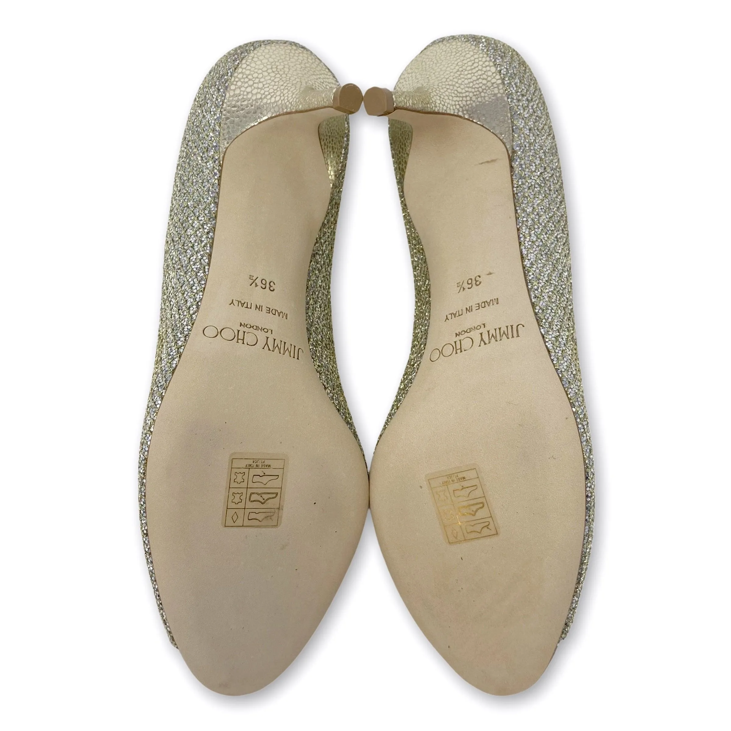 Jimmy Choo Champagne Glitter Isabel Pumps 36.5