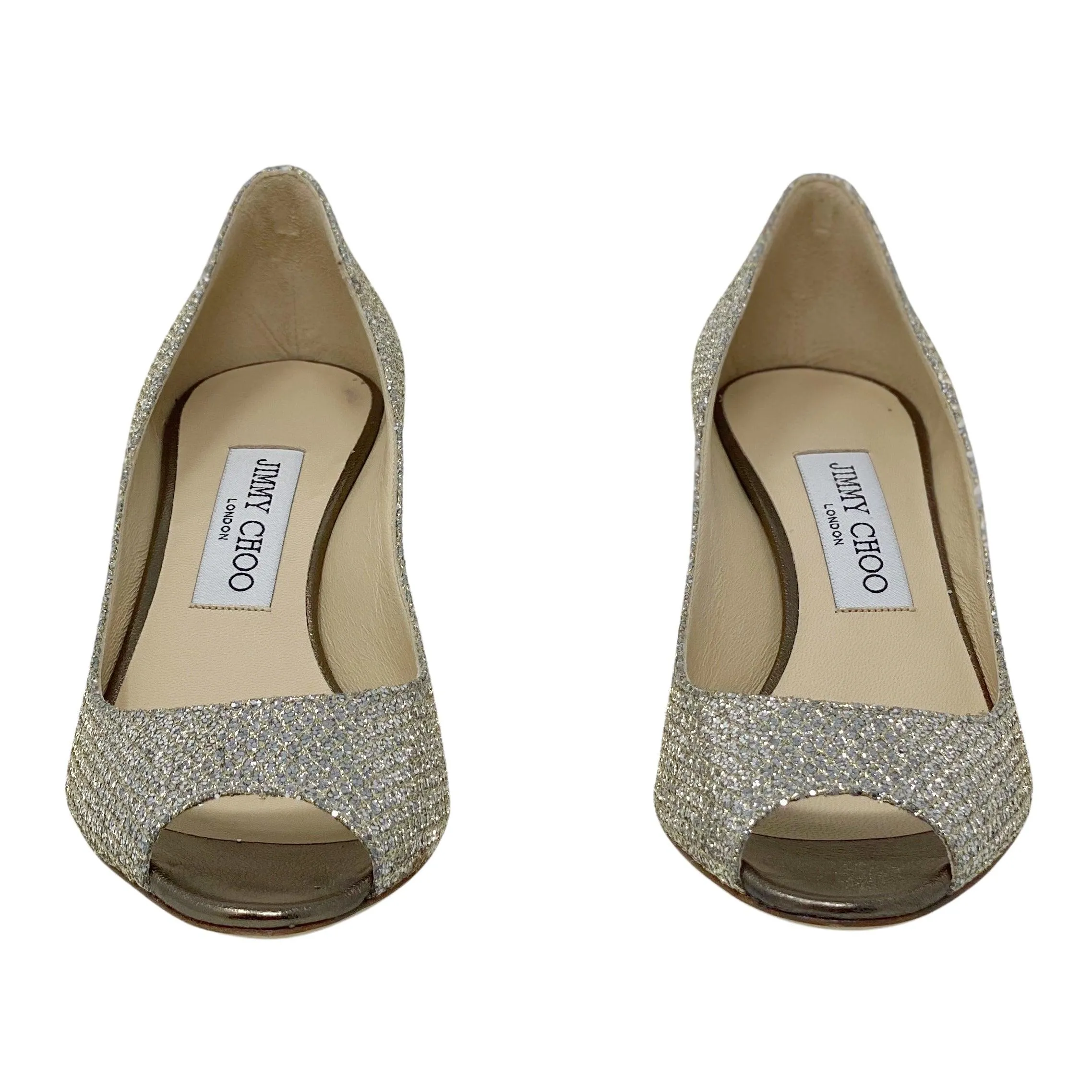 Jimmy Choo Champagne Glitter Isabel Pumps 36.5