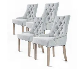La Bella 4 Set Grey French Provincial Dining Chair Amour Oak Leg