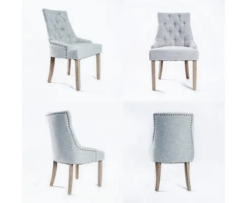 La Bella 4 Set Grey French Provincial Dining Chair Amour Oak Leg