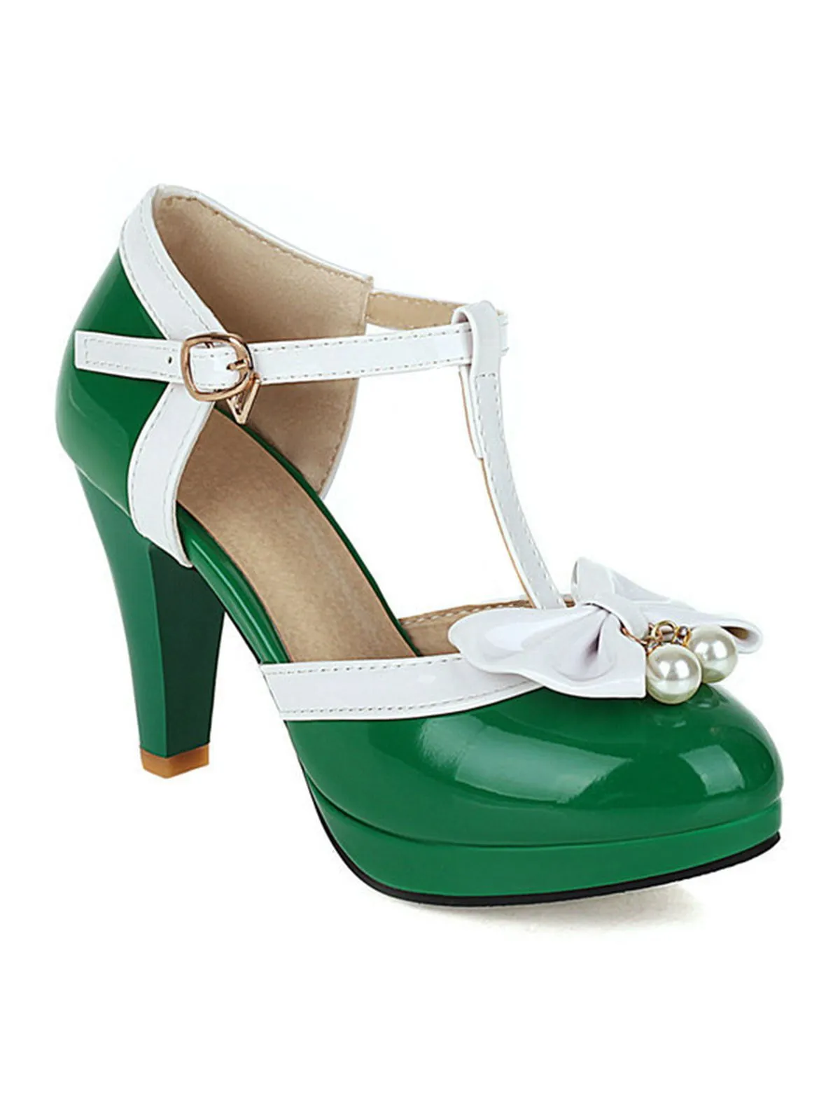 Latest T-Strap Bow High Heel Shoes