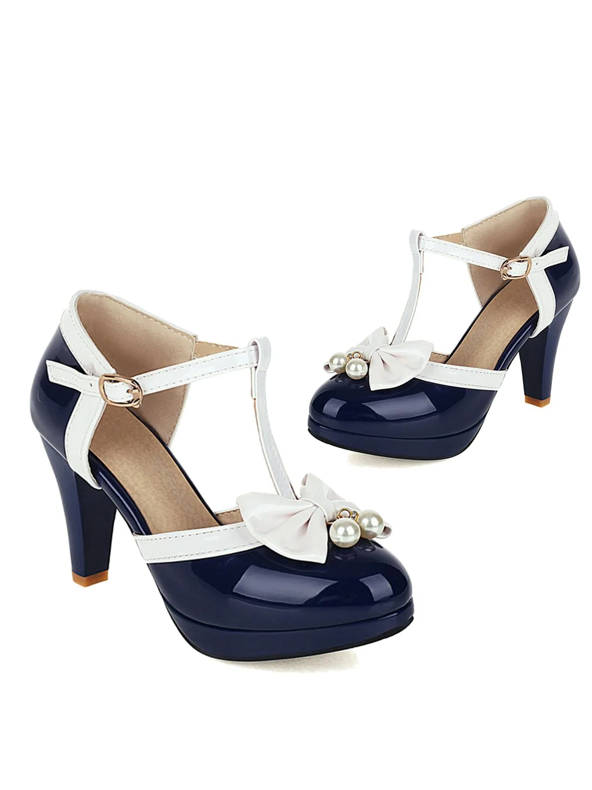 Latest T-Strap Bow High Heel Shoes