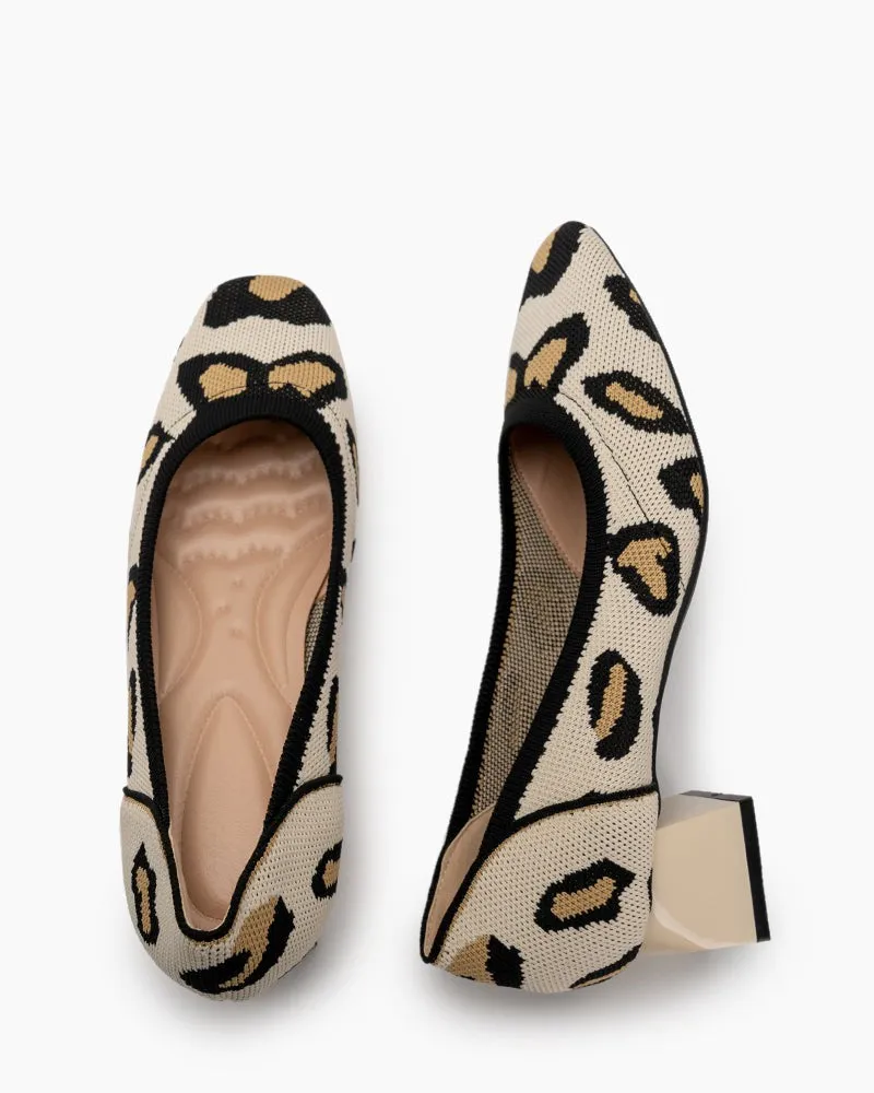 Leopard Pattern Square-Toe Chunky Heels