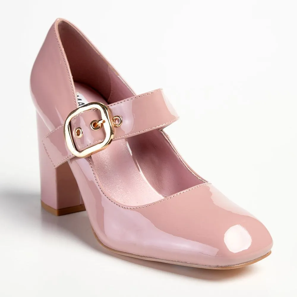 Madison Banks Elegant Mink-Colored Block Heel Shoes