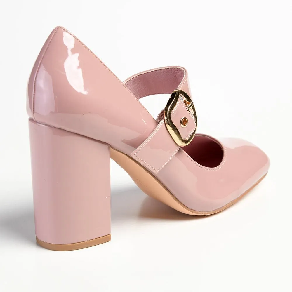 Madison Banks Elegant Mink-Colored Block Heel Shoes