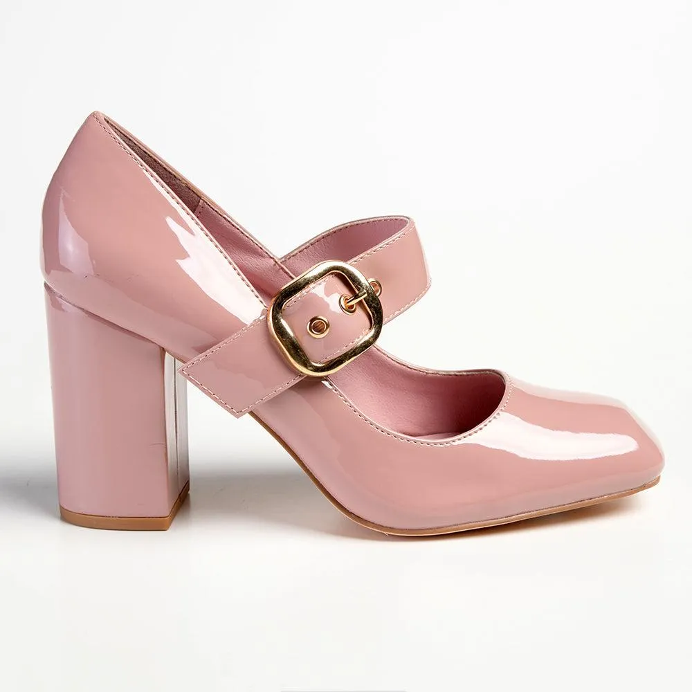 Madison Banks Elegant Mink-Colored Block Heel Shoes