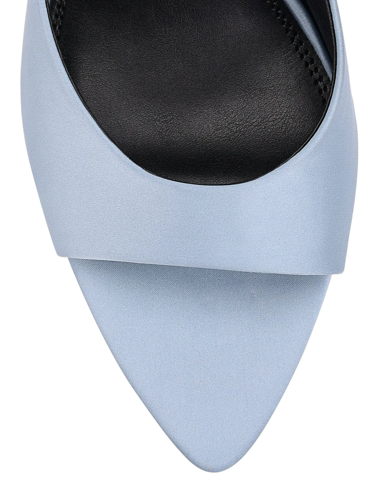 Margot Point Toe Mules - Blue Satin