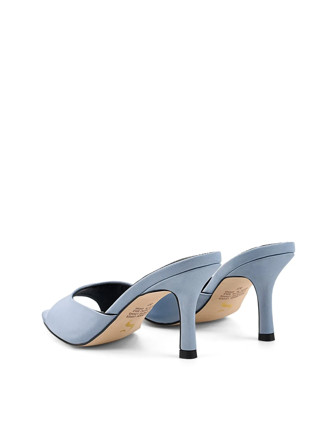 Margot Point Toe Mules - Blue Satin
