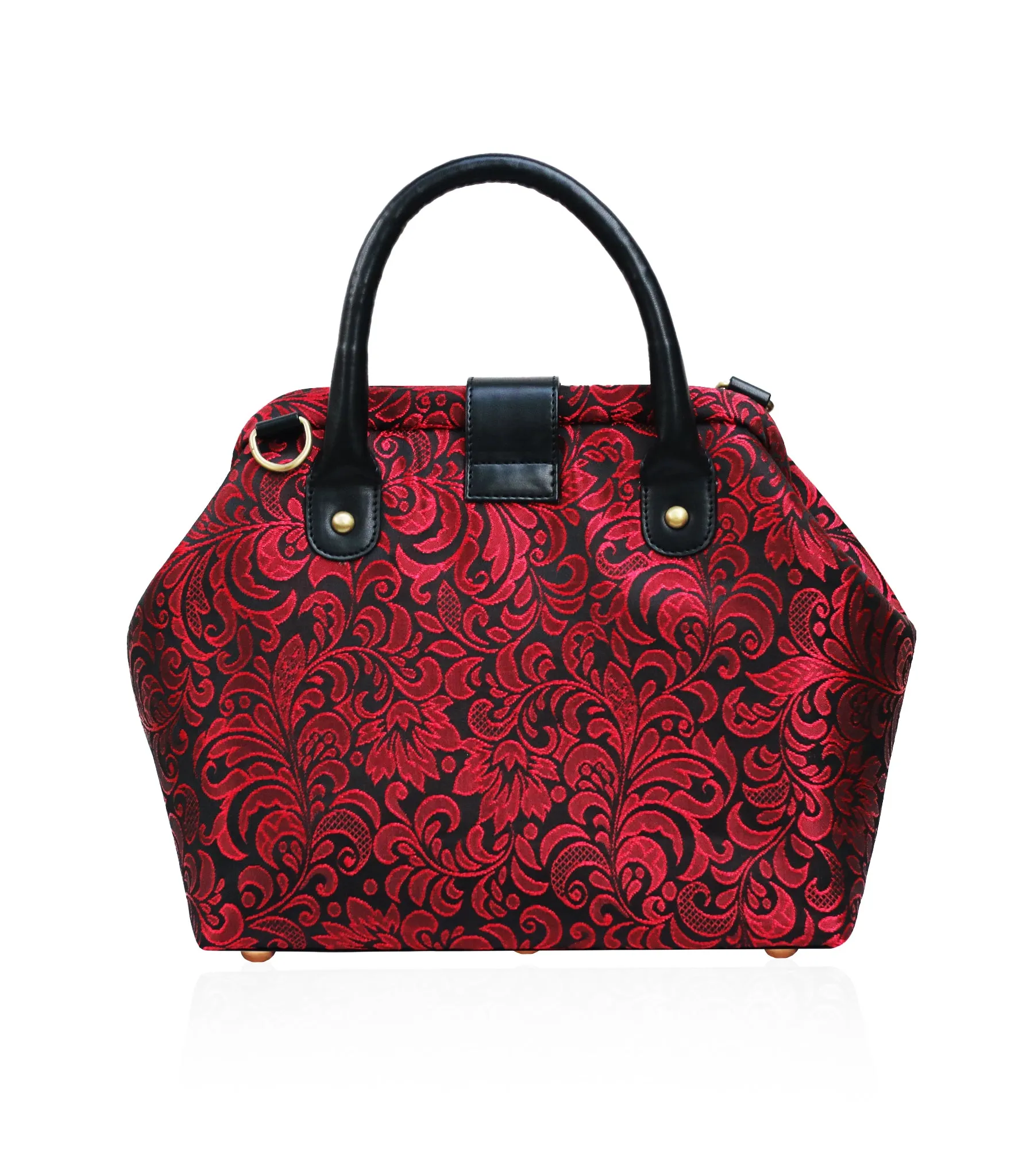 Mary Poppins Red Black Brocade Handbags